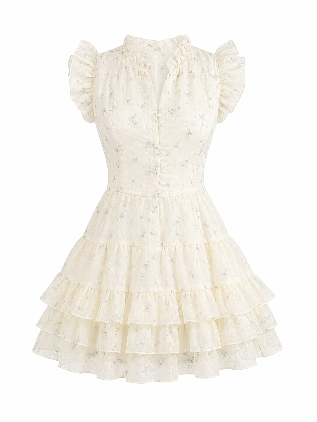 Romantic Floral Ruffle Mini Dress